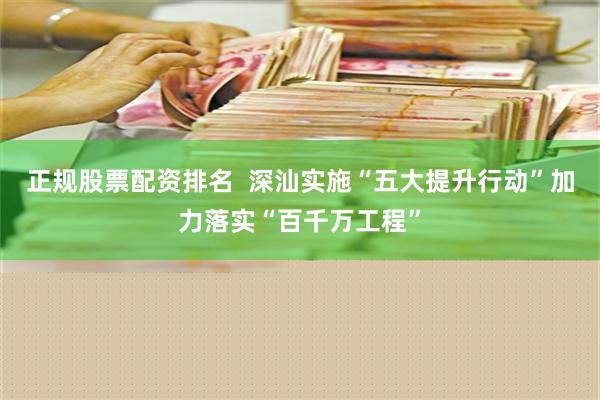 正规股票配资排名  深汕实施“五大提升行动”加力落实“百千万工程”