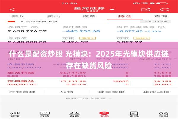 什么是配资炒股 光模块：2025年光模块供应链存在缺货风险