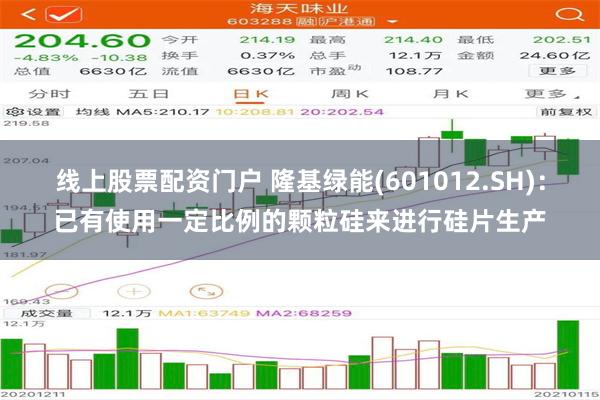 线上股票配资门户 隆基绿能(601012.SH)：已有使用一定比例的颗粒硅来进行硅片生产